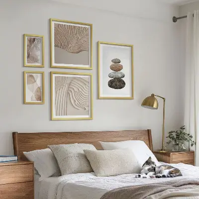 Abstract pastel shapes framed photo set