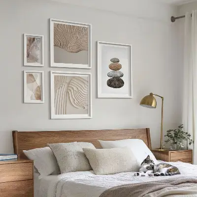 Framed photo set Abstract pastel shapes