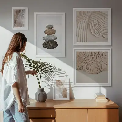 Framed photo set Abstract pastel shapes