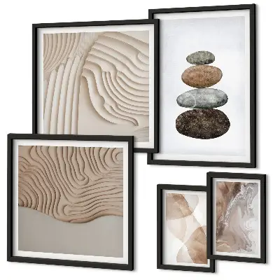 Abstract pastel shapes framed photo set