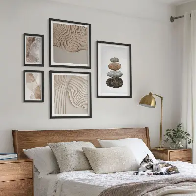 Abstract pastel shapes framed photo set