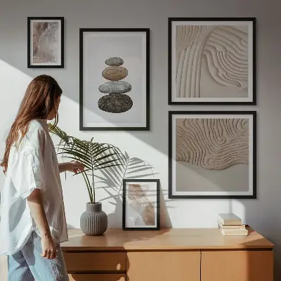 Abstract pastel shapes framed photo set