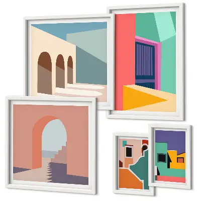 Gallery wall Colorful illustrations of the city