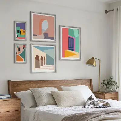 Gallery wall Colorful illustrations of the city