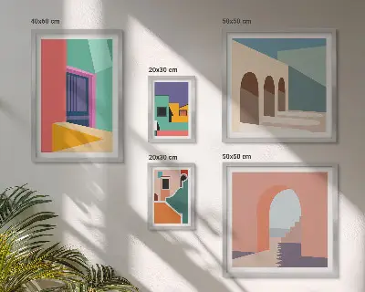 Gallery wall Colorful illustrations of the city