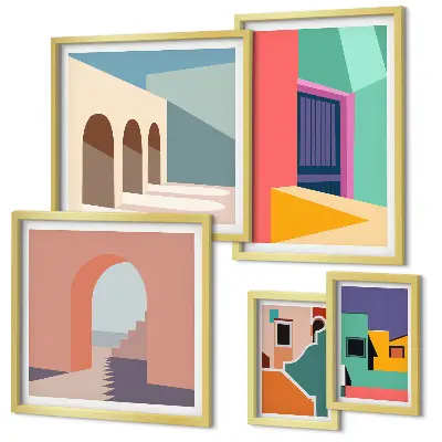 Gallery wall Colorful illustrations of the city