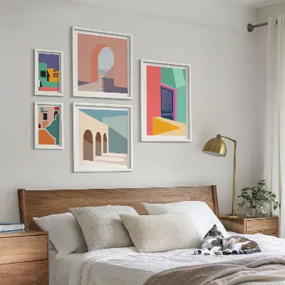 Gallery wall Colorful illustrations of the city