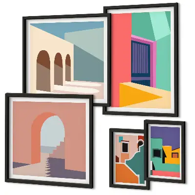 Gallery wall Colorful illustrations of the city