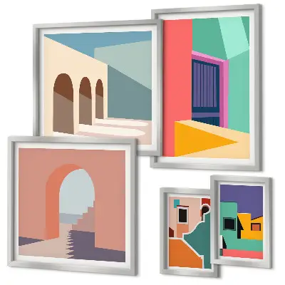 Gallery wall Colorful illustrations of the city