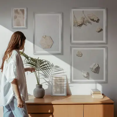 Framed photo set with subtle boho natural textures