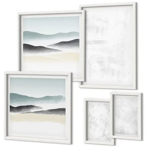 Set of 5 wall art pieces White spots abstract background