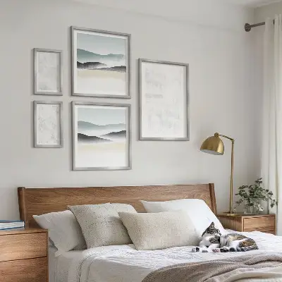 Set of 5 wall art pieces White spots abstract background