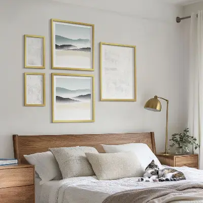 Abstract white spots wall art set of 5 pieces