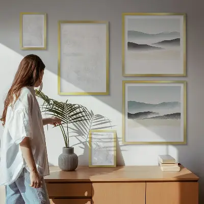 Set of 5 wall art pieces White spots abstract background