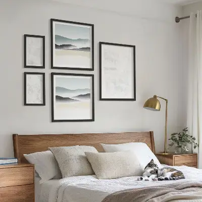 Abstract white spots wall art set of 5 pieces
