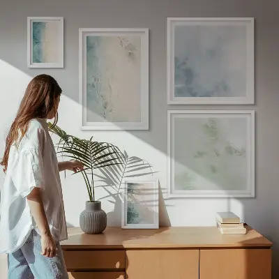 Spilled watercolors minimalist canvas wall art set of 5 pieces