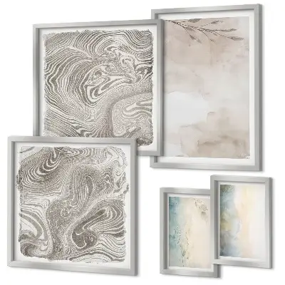 Set of 5 wall art pieces Delicate watercolor paints