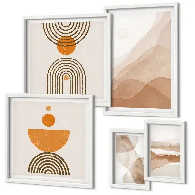 Set of 5 wall art pieces Structures of various shades of minimalism