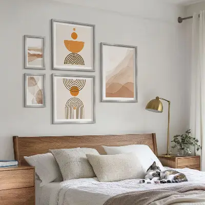 Set of 5 wall art pieces Structures of various shades of minimalism