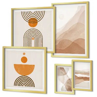 5-piece wall art set minimalist structures in various shades