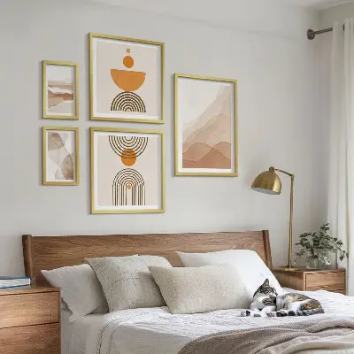 Set of 5 wall art pieces Structures of various shades of minimalism