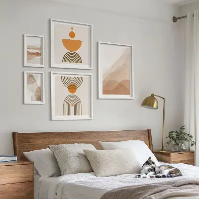 Set of 5 wall art pieces Structures of various shades of minimalism