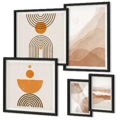 Set of 5 wall art pieces Structures of various shades of minimalism