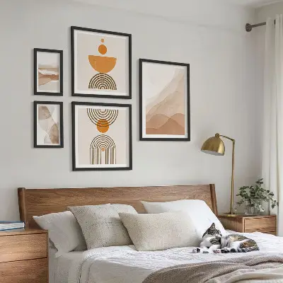 Set of 5 wall art pieces Structures of various shades of minimalism