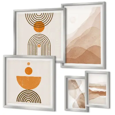 Set of 5 wall art pieces Structures of various shades of minimalism