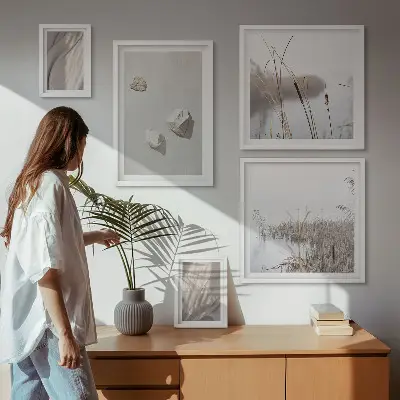 Boho style framed photo set close-up structural details