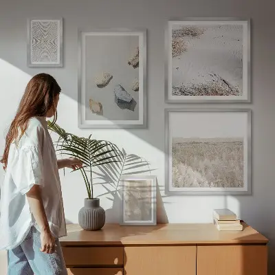 Set of 5 wall art pieces Boho natural textures