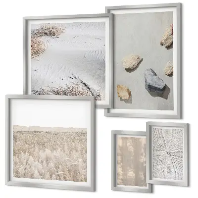 Set of 5 wall art pieces Boho natural textures