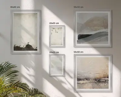 Framed photo set Birds rocks brush strokes decorations
