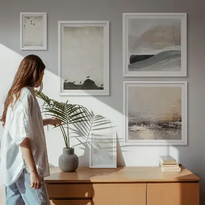 Framed photo set Birds rocks brush strokes decorations
