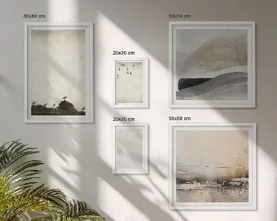 Framed photo set Birds rocks brush strokes decorations
