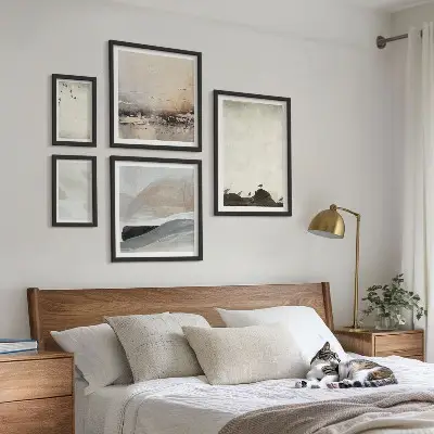 Framed photo set Birds rocks brush strokes decorations