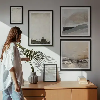Framed photo set Birds rocks brush strokes decorations