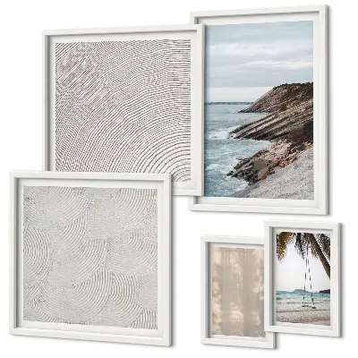Set of 5 wall art pieces Summer sand seaside views