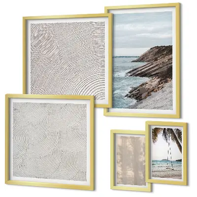 Set of 5 wall art pieces Summer sand seaside views