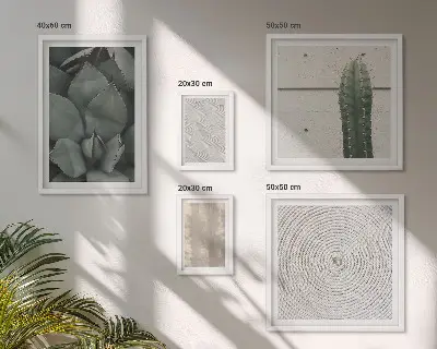 Gallery wall with summer textures and a tropical feel
