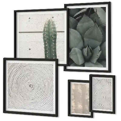 Gallery wall with summer textures and a tropical feel
