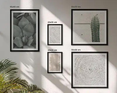 Gallery wall with summer textures and a tropical feel