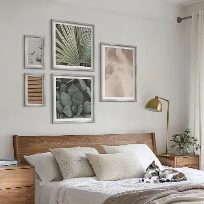 Framed photo set Stones wood fabric textures