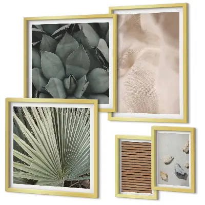 Framed photo set Stones wood fabric textures