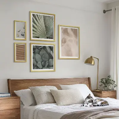 Framed photo set Stones wood fabric textures