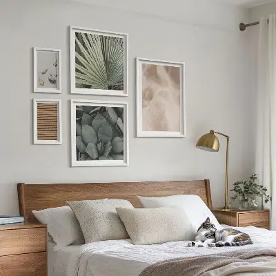Framed photo set Stones wood fabric textures
