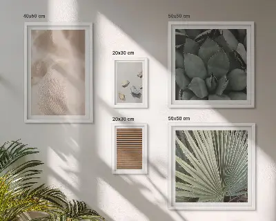 Framed photo set stones wood and fabric textures