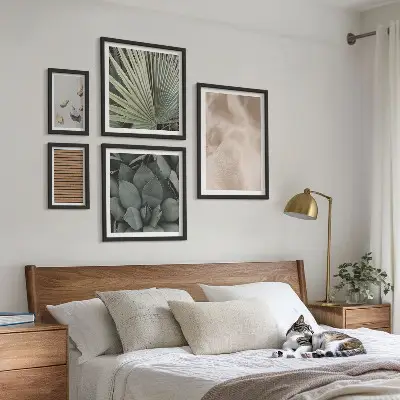 Framed photo set Stones wood fabric textures
