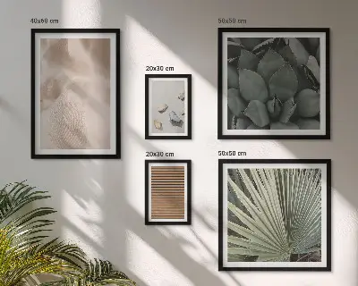 Framed photo set stones wood and fabric textures
