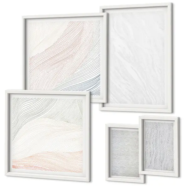 Set of 5 wall art pieces Bright structures string patterns